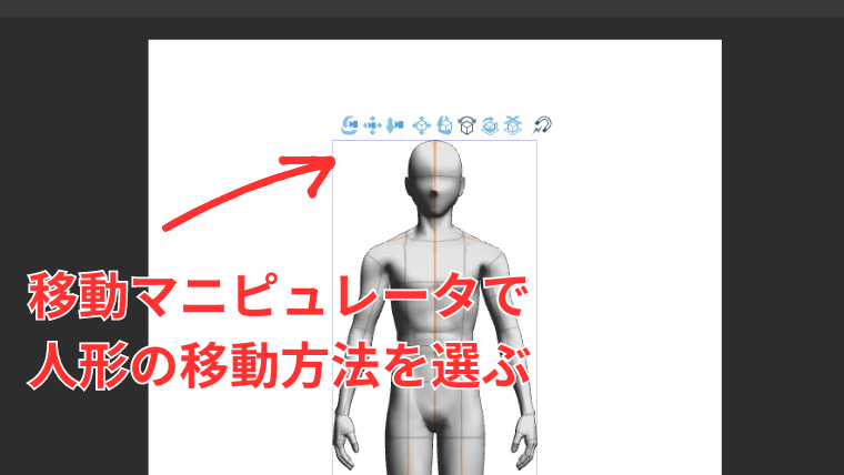 3Dデッサン人形上部にある移動マニピュレータの様子を示した画像